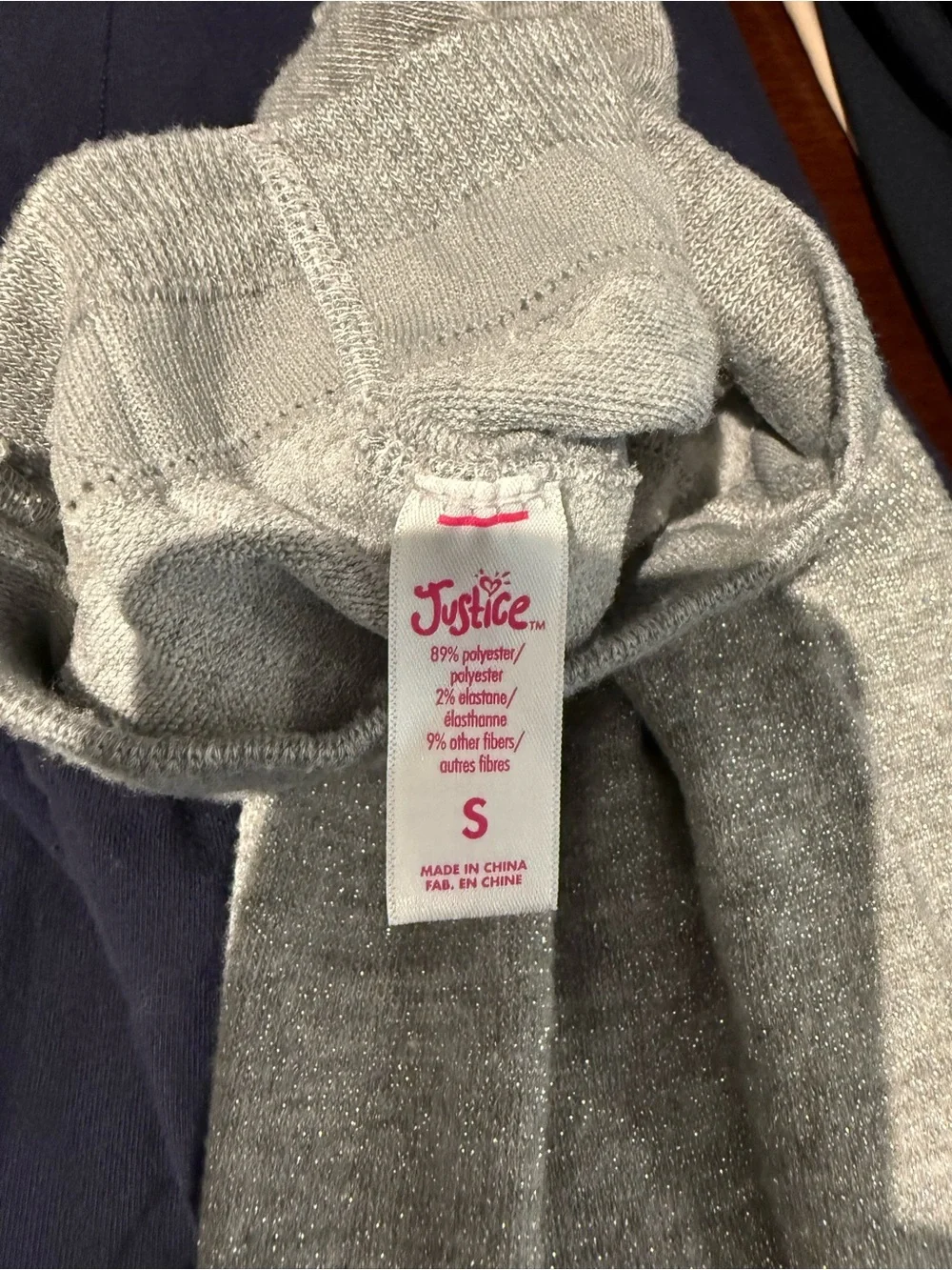 Justice Silver Glitter Knit Girls' Leggings